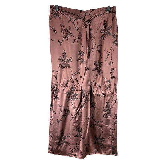 Vince Iris Floral Jacquard Twist Knot Midi Skirt Brown Women's Size 10 NWT NEW - Picture 2 of 12